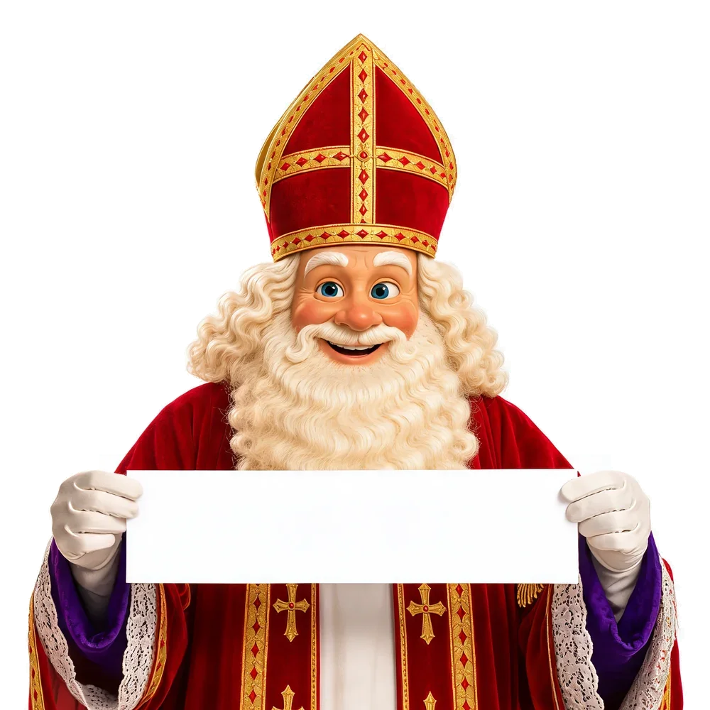 Sinterklaas houdt een open lootje vast
